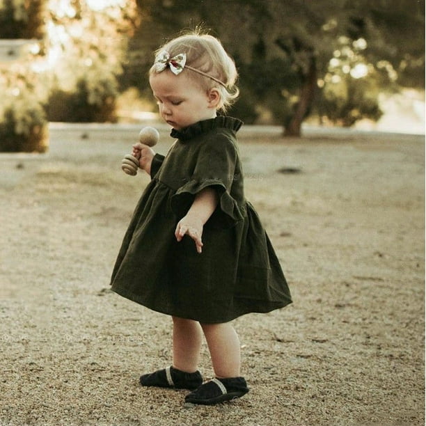 Seven Young Kids Dress Toddler Baby Girls Dark Natural Olive Linen Ruffled Pullover Fall Winter Playwear Princess Dress Seven Young Kids Dress Toddler Baby Girls Dark Natural Olive Linen Ruffled Pullover Fall Winter Playwear Princess Dress